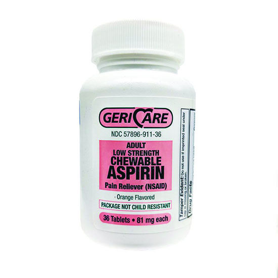 Picture of Aspirin 81mg chewable tablets orange 36 ct.