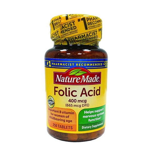 Picture of ** Folic acid 400mcg tablets 250 ct.